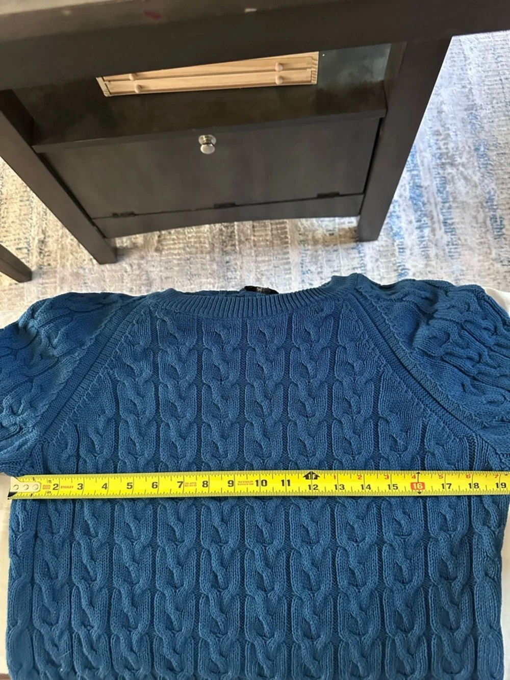 J.Crew Re-Imagined Cable Knit Sweater Blue 100% Cotton Chunky Pullover Womens